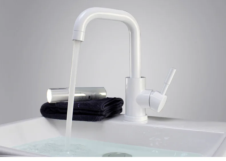 

Factory sales Single Handle Bathroom Sink Faucet Stainless Steel Basin Mixer Taps,white Finish--MD6641