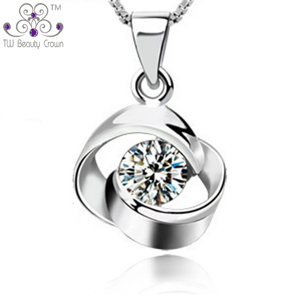 

High Quality Wholesale & Retail Jewelry 925 Sterling Silver White AAA Cubic Zirconia Pendant Necklaces For Women