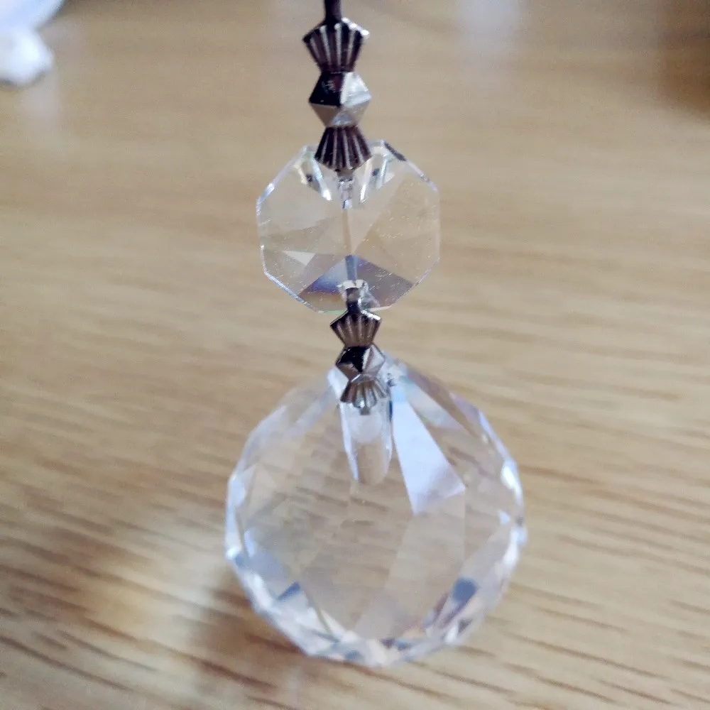 Nature stones 100pcs/lot clear crystal faceted ball+octagon bead haing pendants for chandelier parts wedding party decoration | Дом и сад