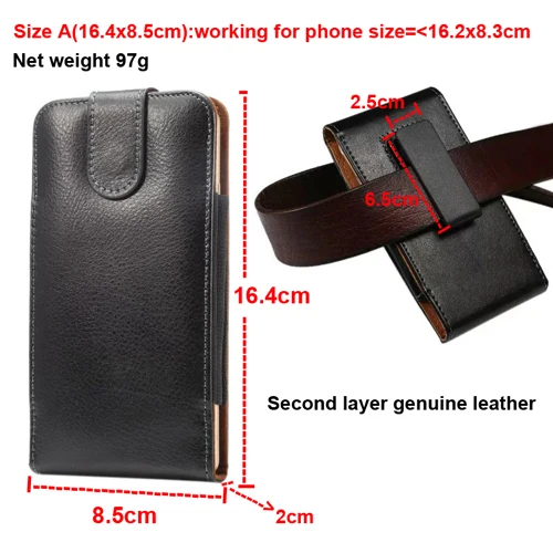 Size A 16.4x8.5cm Поворотный ремня cllip второй Слои из натуральной кожи чехол для huawei Honor 8 9 10 Lite 8X играть 8A 7X 6X 5X 6A 8C 9I фотоаппаратов моментальной печати 7S 7C 7A - Цвет: Size A 16.4x8.5cm