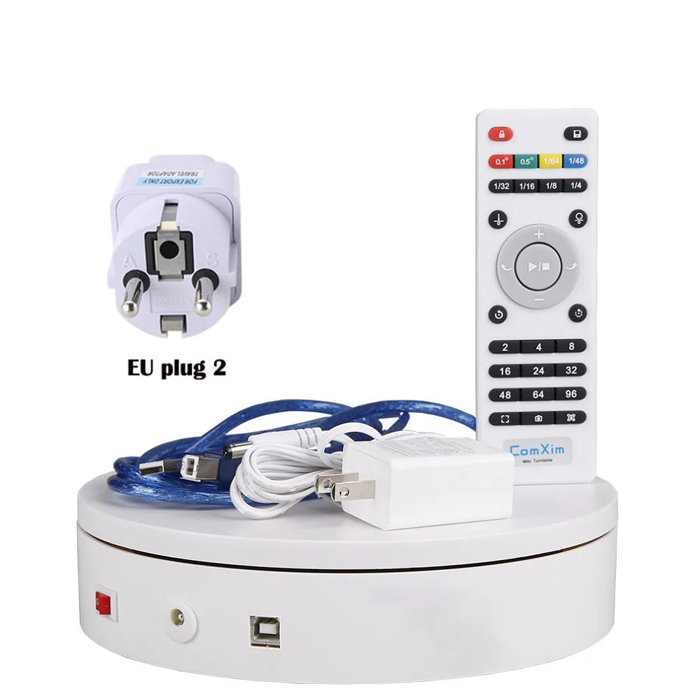White with EU plug2 ComXim MT200RUWL20 пульт дистанционного управления, wifi, USB, вращающийся электрический поворотный стол для фотографии, дисплей, поддержка вторичного развития - Цвет: White with EU plug2