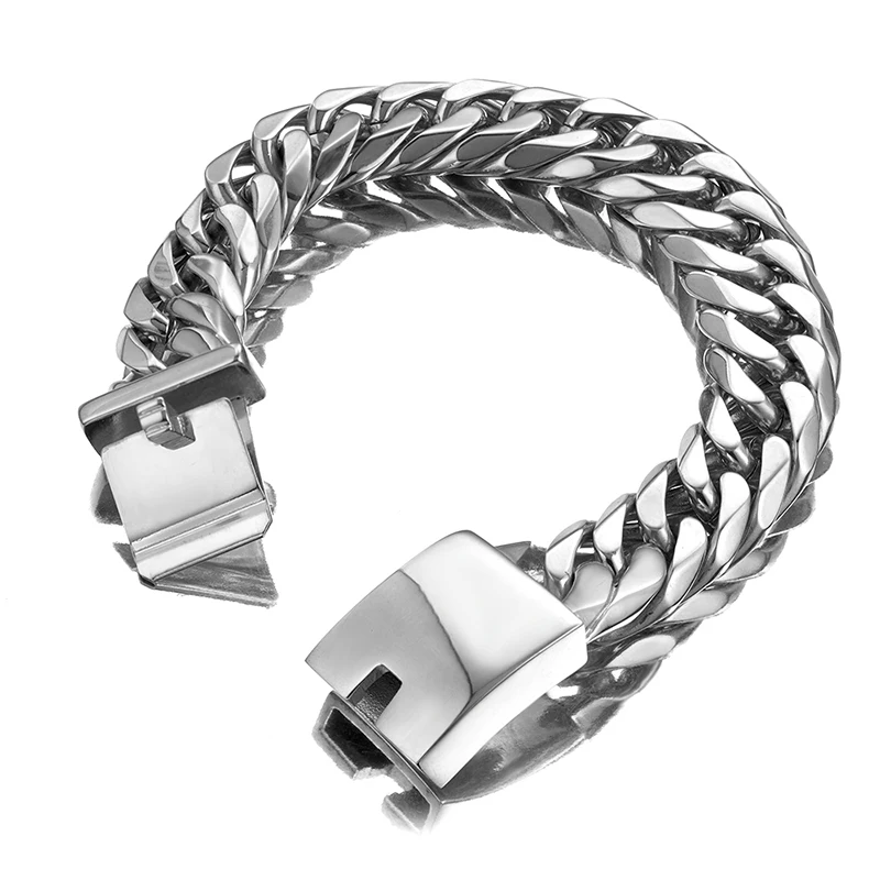 Тяжелое панцирное плетение 8-11 дюймов браслет-цепочка Ширина 16 мм серебряный цвет