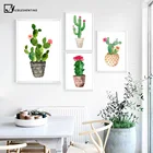 Акварельные растения кактус цветочный плакат печать минималистичное Украшение Искусство Холст Картина Настенная картина для гостиной домашний декор
