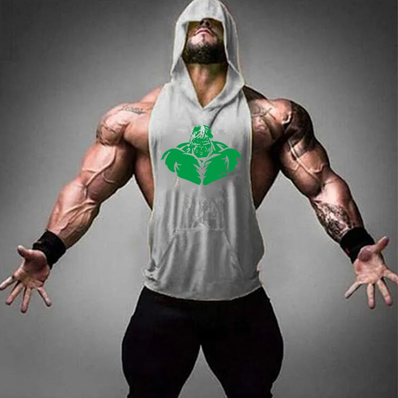 Hulk gary Новинка, мужские майки для бодибилдинга, тренажерного зала, фитнеса, тренировок, без рукавов, толстовки, мужские повседневные, без боли, без усиления, мужская жилетка с капюшоном, одежда - Цвет: Hulk gary