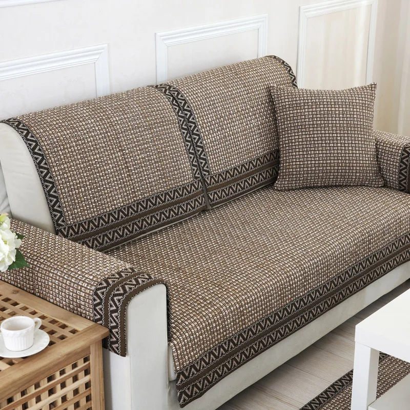 2 и 3 seater диванных чехлов для гостиной диван коричневую полоску Чехлы для гостиной стульев Подушка сиденья защитный чехол для мебели, для дивана покрывало