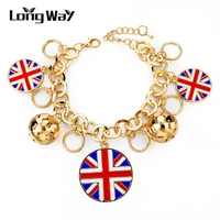 longway new ball circle uk flag pendants bracelets bangles ethnic gold color chian pulseiras femininas sbr150376103