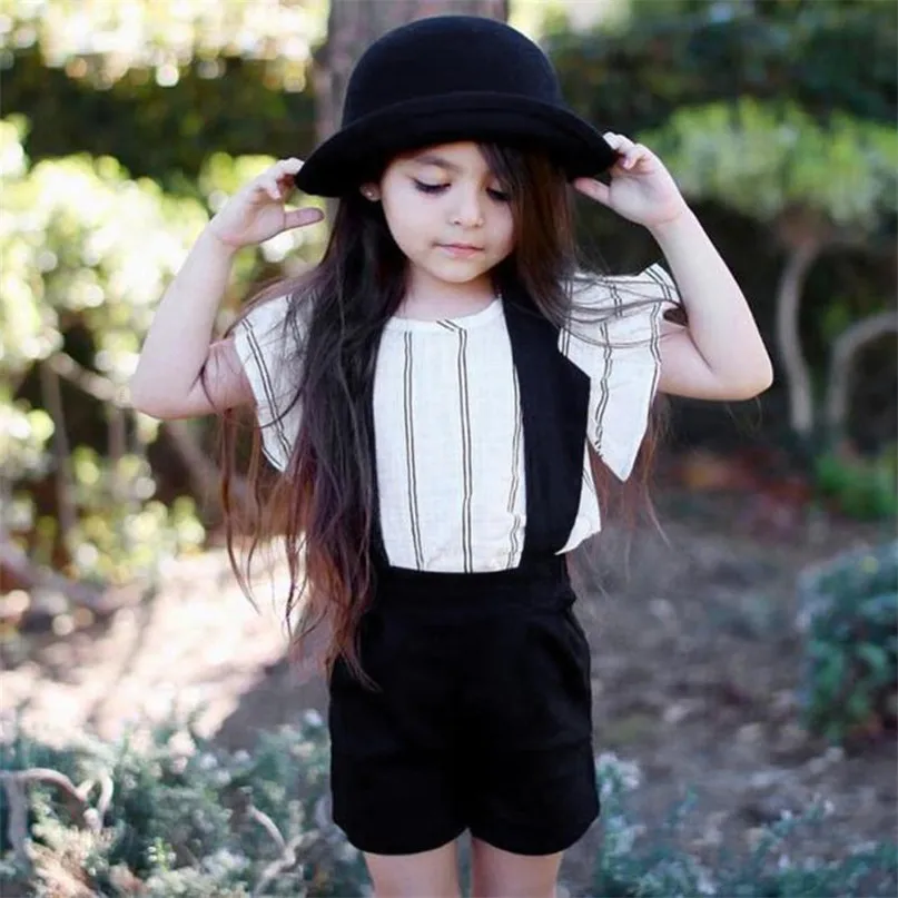 Черный цвет хит продаж милая детская одежда для маленьких девочек Полосатая