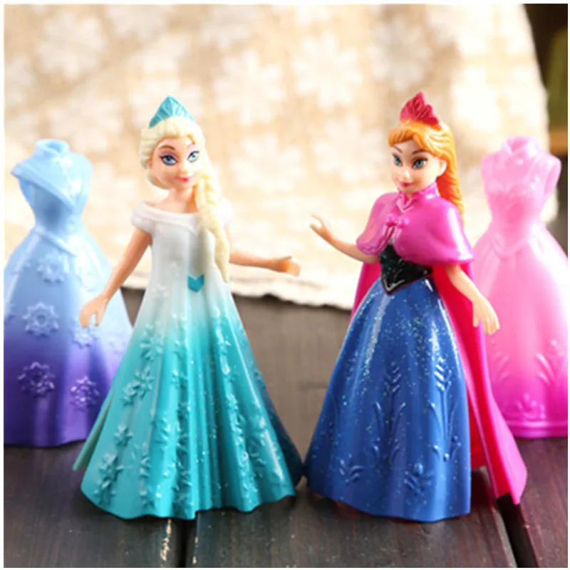 Disney Frozen 2 шт./лот 10 см принцесса Анна Эльза ПВХ Фигурки Модель игрушки куклы набор