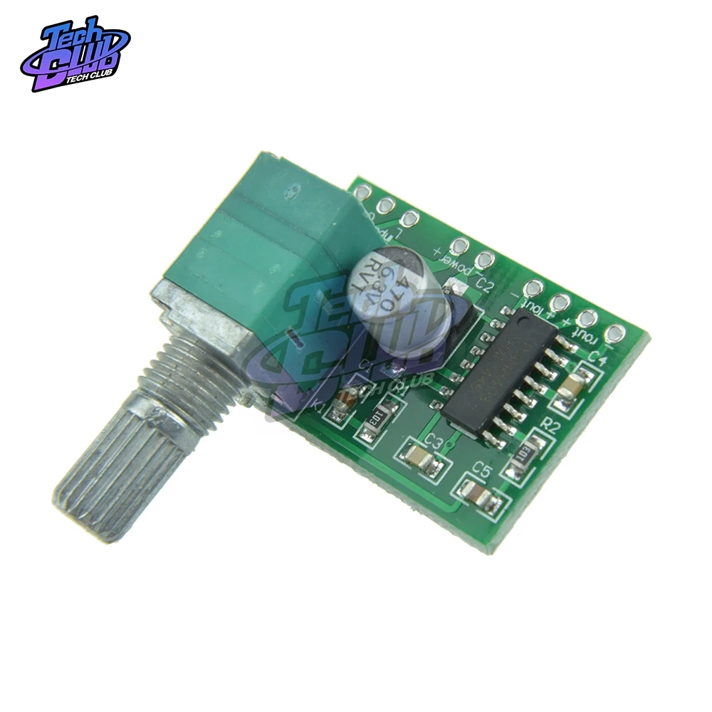 

DC 5V PAM8403 module Super digital amplifier board 2 * 3W D Class digital amplifier board efficient switch potentiometer