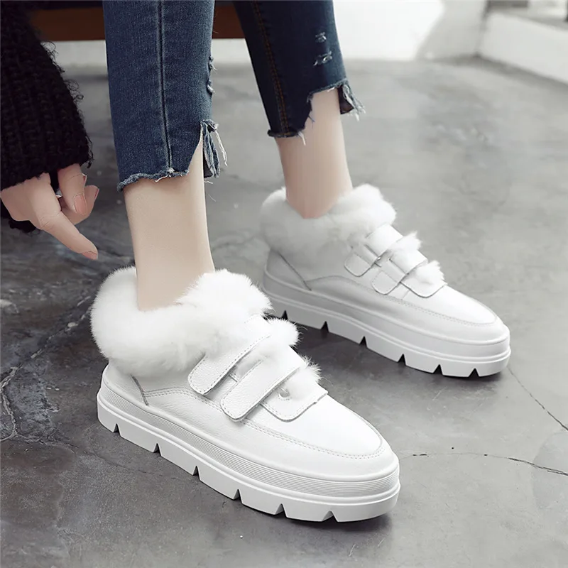 Повседневная Белая обувь женские сникерсы на платформе ангора zapatillas mujer зимняя