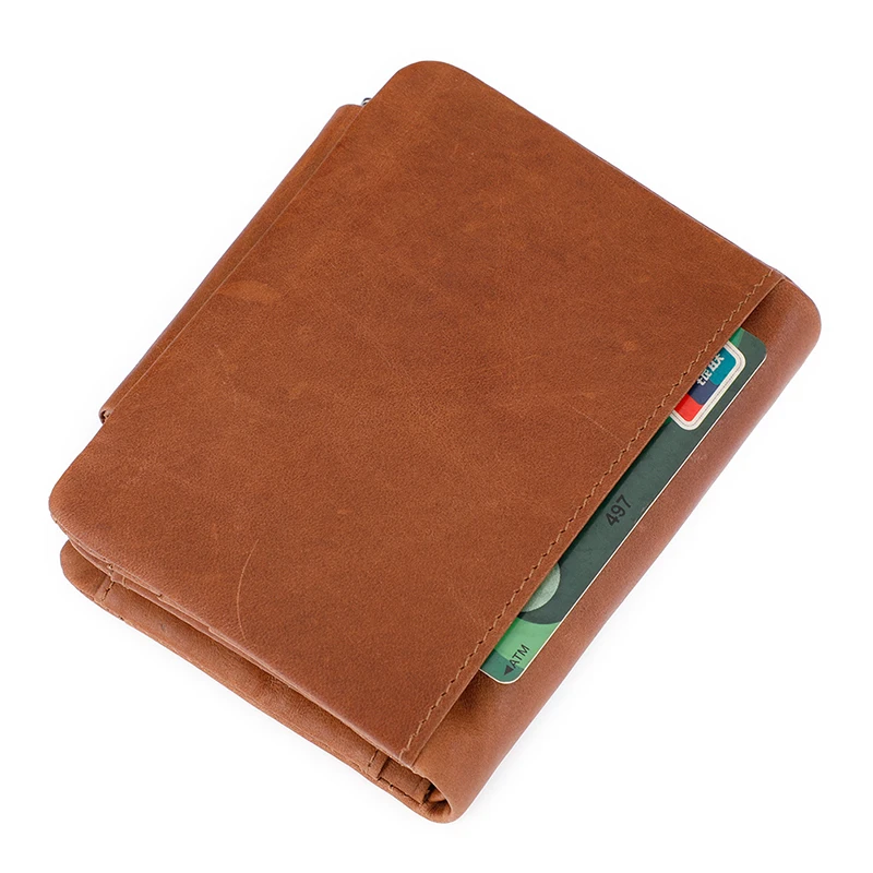 Мужской кошелек тройного сложения из натуральной кожи в стиле ретро | Багаж и
