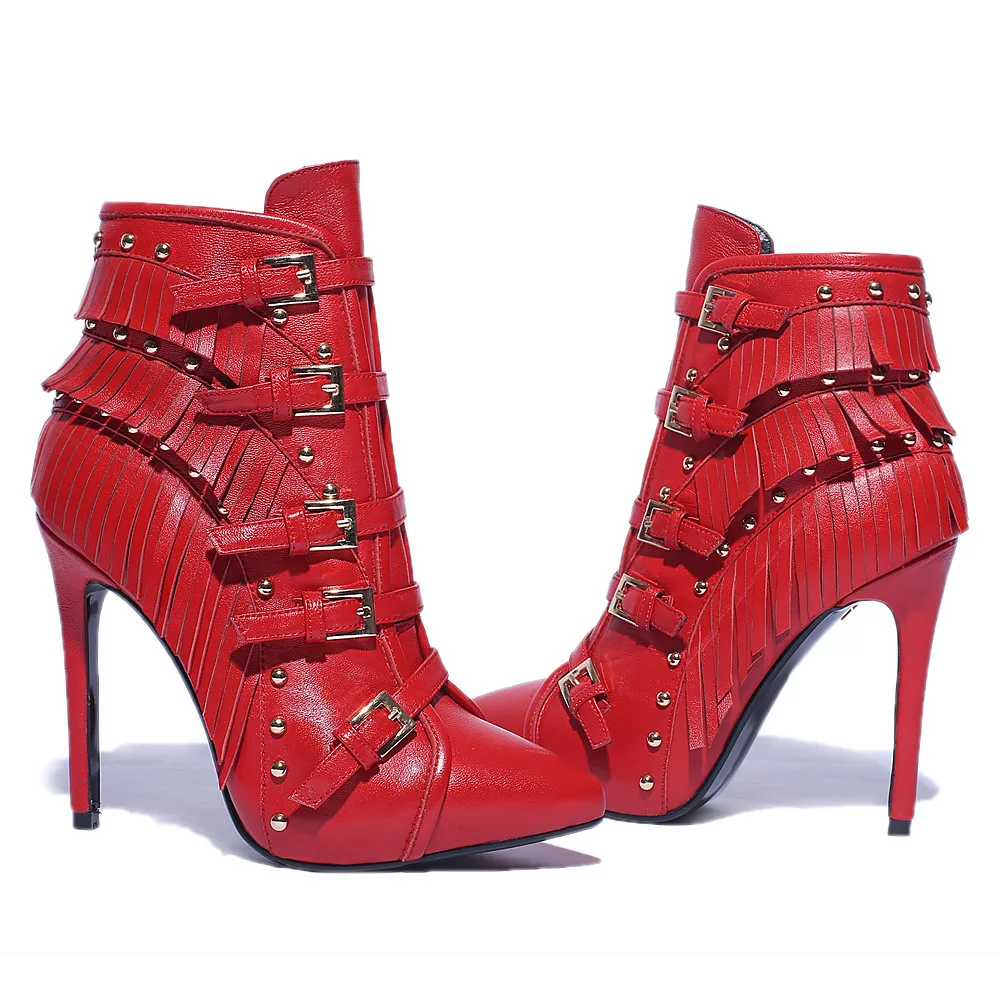 Женские ботинки из натуральной кожи на молнии с острым носком|boots pointed toe|genuine leather