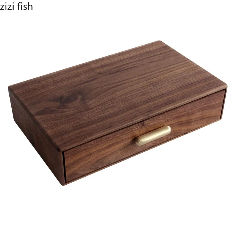 Деревянный Ручной ящик для хранения из массива дерева черного ореха Настольный
