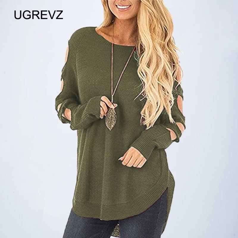 Long Sleeve Round Neck 2019 New Women's Knitted Hollow Loose Sweater Pullover Jumper Acrylic Material Daily Casual Occasion | Женская