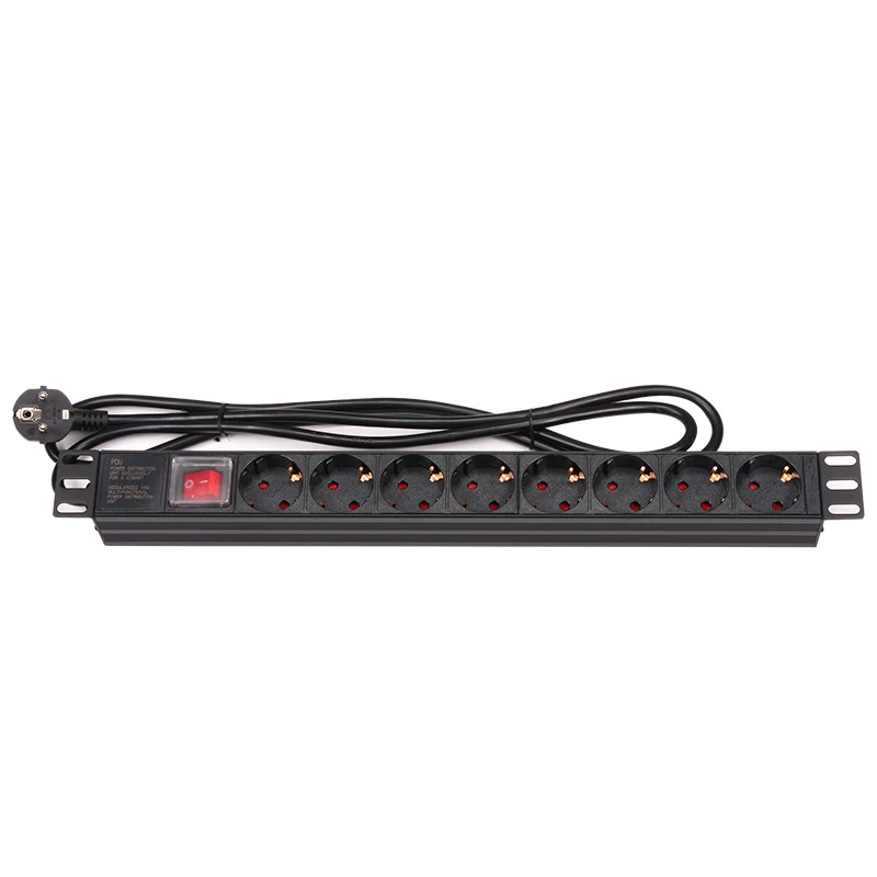 Розетка PDU 1U с 8 евровилками 16 А 220 250 В удлинителем 2 м|eu socket plug|power extension eusocket wall |