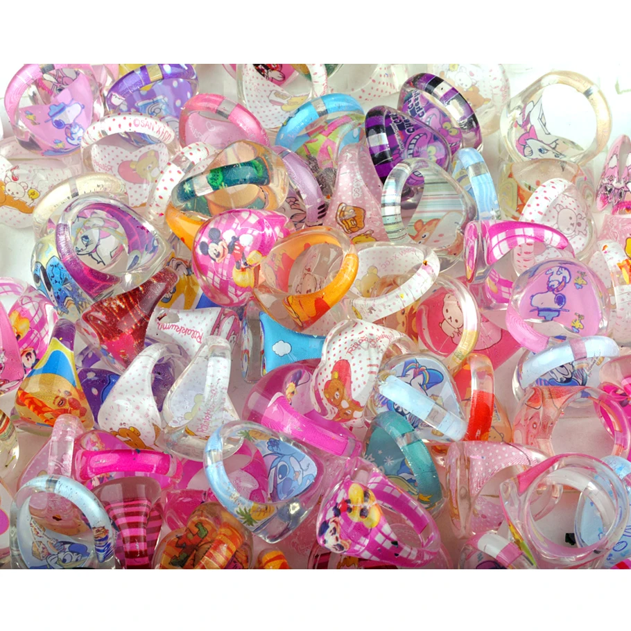 

Lots 20Pcs Cute Cartoon Children Kids Resin Lucite Ring HOT Wholesale Mixed Heart Shape Child jewelry Best Birthday Gifts