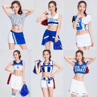 korean sport cheerleader costume blue high school girl cheerleader uniform basketball game team show women dress