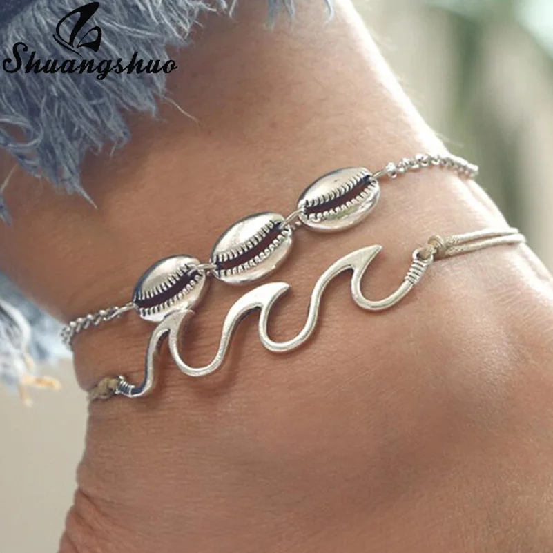Shell Jewellry JL003 Shuangshuo Seashell ножные браслеты для женщин в виде ракушки многослойная цепочка ножной браслет на ногу богемное ювелирное изделие Enkelbandje - Окраска металла: Shell Jewellry JL003
