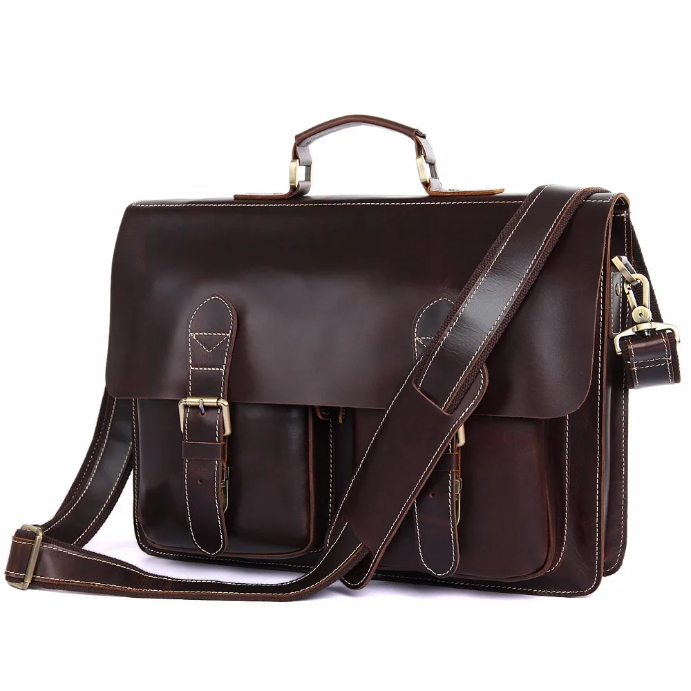 Мужская сумка J.M.D блестящая из коровьей кожи для ноутбука 7105Q 1|leather man bags|shoulder bags for