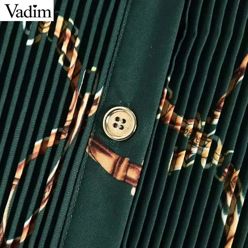 Vadim женское шикарное плиссированное платье с цепочками длинным рукавом и