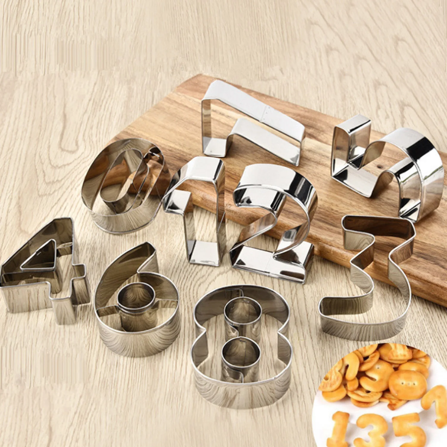 Behogar 9pcs Numbers Cookie Cutter Frame Pastry Fondant Chocolate Moulds for Home Kitchen DIY Baking Craft Accessories 3 Inches | Дом и сад