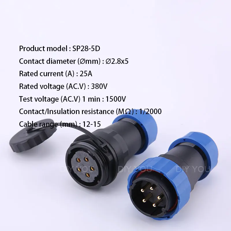 SP28-5D SP16 IP68 водонепроницаемый док авиационным соединителем с разъемом «папа» и муфтовый стыковочный переводник 2/3/4/5/6/7/9 контактный разъем для монтажа в панель Кабельный разъем - Цвет: SP28-5D