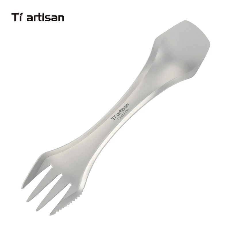 Tiartisan Открытый Кемпинг чистый титан 3 в 1 Spork Ложка Вилка нож набор Пикник Посуда |