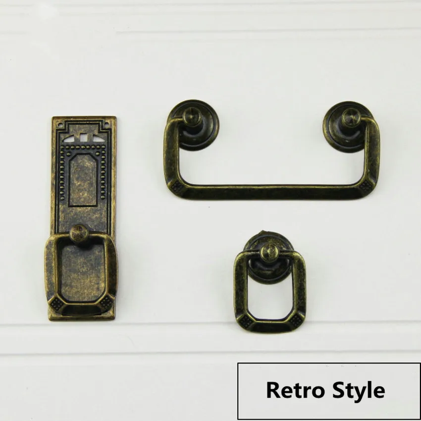 64 мм Винтажный стиль висячие кольца мебельные ручки бронзовые для выдвижных