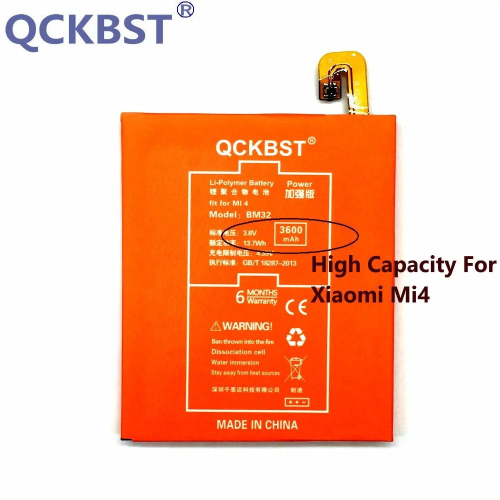 QCKBST BM32 3600mAh High Capacity Battery For Xiaomi Mi4 Mi 4 Original Replacement Phone Li-ion Batteries | Мобильные телефоны и