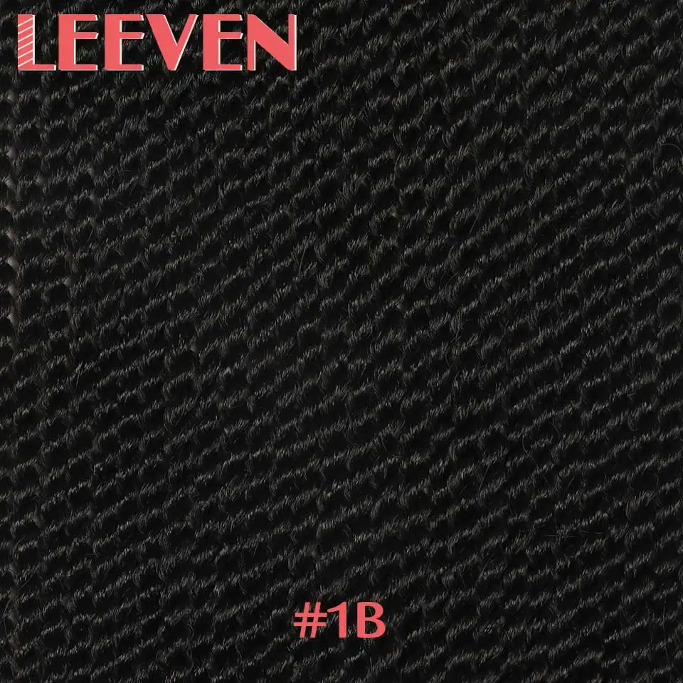 # 1B Leeven 10, 14, 18, 22 дюйма, 30 прядей, Сенегальские, крученые, вязанные крючком волосы, синтетические плетеные волосы для наращивания, высокотемпературное волокно, 1 шт - Цвет: # 1B