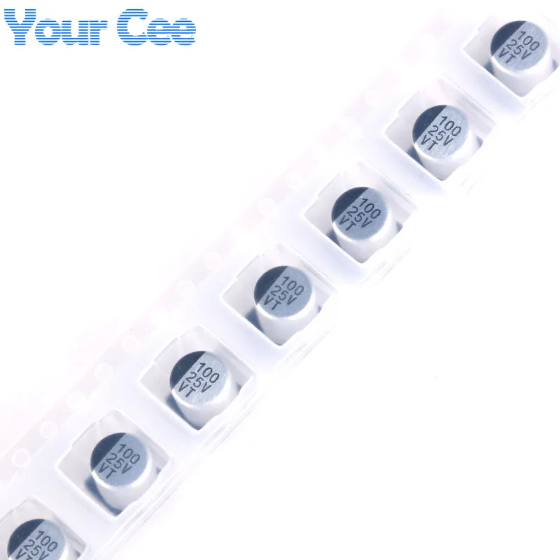 100 pcs 25V 100UF SMD Aluminum Electrolytic Capacitors 6*7MM | Электронные компоненты и принадлежности