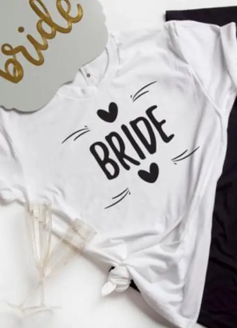 bride -- white Футболка для жениха и невесты для медового месяца, свадьбы, футболки, подарок на день Святого Валентина, топы, графическая Feminina, красивое сердце, Camisetas - Цвет: bride -- white