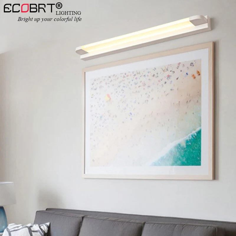 White ECOBRT современный зеркальный свет led ванная комната тщеславие настенный светильник макияж туалетный столик с зеркалом шкаф лампа черный/белый цвет - Цвет абажура: White