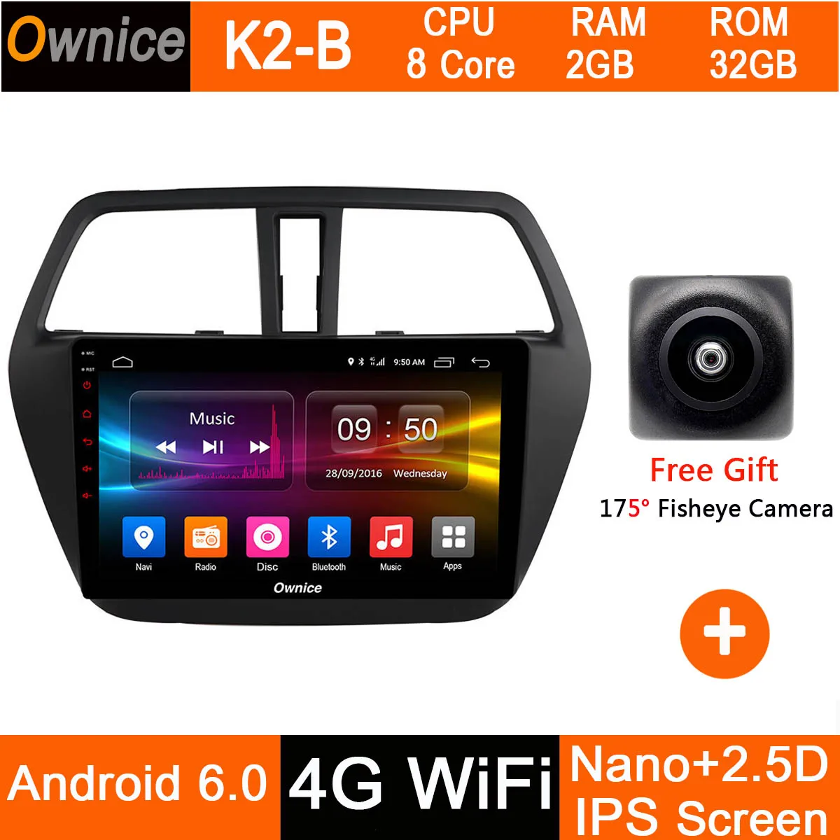 " ips Octa Core 4G+ 32G Android 9,0 автомобиль DVD CarPlay DSP для Suzuki SX4 S-Крест с крест 2013- автомобильное радио с GPS Радио ADAS - Цвет: K2-B