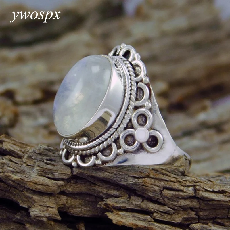 YWOSPX винтажные серебряные цветные опаловые кольца для женщин модные Свадебные