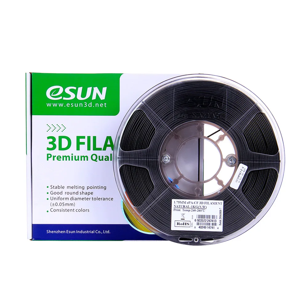 ESUN ePA-CF 1,75 мм углеродное волокно заполненная нить 1 кг 2.2lb катушка расходные материалы натуральный материал заправки для 3D принтеров