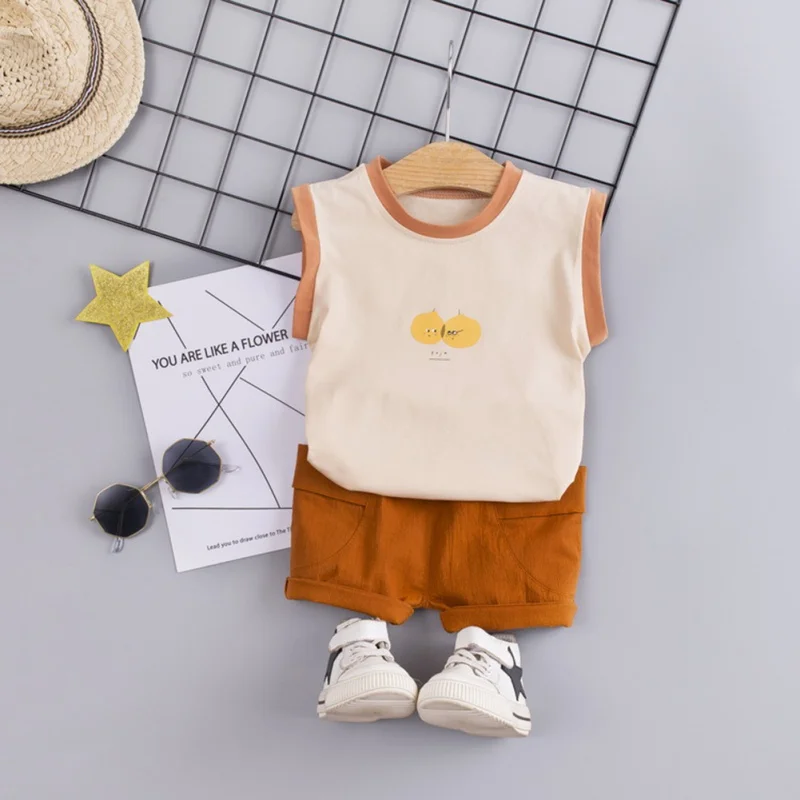 Летние детские повседневные топики с принтами без рукавов для маленьких