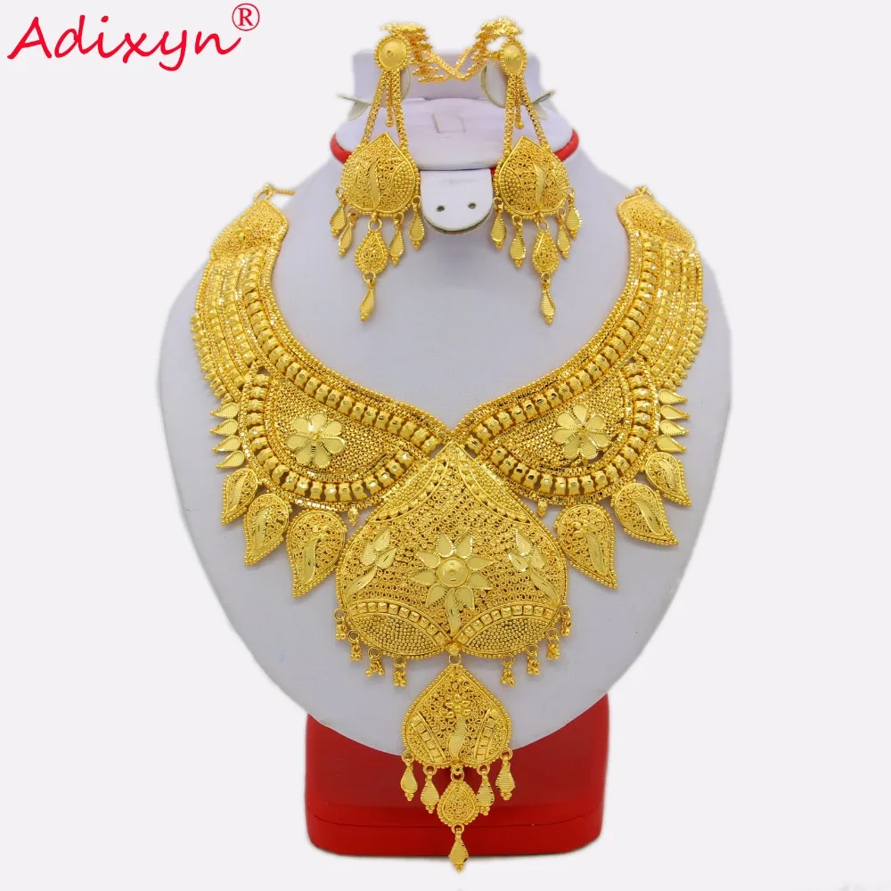 Adixyn большие Размеры Индии Цепочки и ожерелья/Серьги Ювелирные наборы для Для