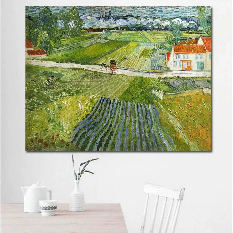 Landscape at Auvers Самоотверженный Венсан Ван Гог Ирисы печать пейзаж живопись искусство на camvas картина маслом без рамки - Цвет: Landscape at Auvers