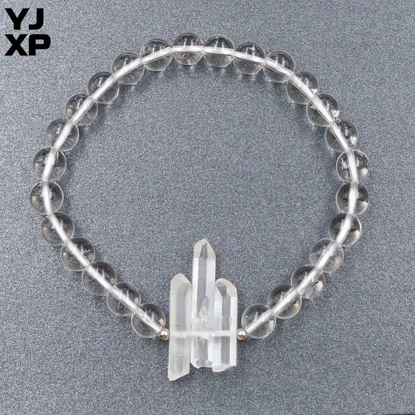 YJXP 1 шт. браслет с круглыми бусинами 3 хрустальными колоннами Натуральный