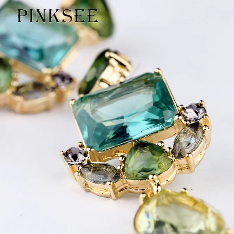 PINKSEE New RhinestoneTemperament Flower Earrings Long Lady Shiny Dangle Earring Jewelry Accessories | Украшения и аксессуары