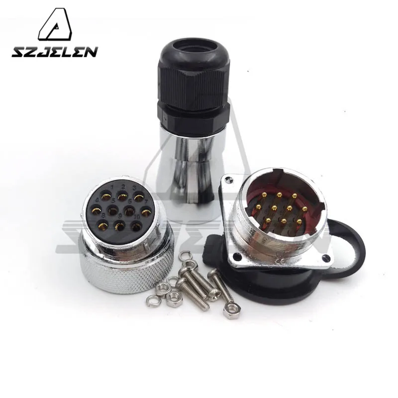 Szjems WS28, 10-контактные водонепроницаемые и пыленепроницаемые разъемы, стандартный штекер и гнездо кабеля питания, автомобильный разъем