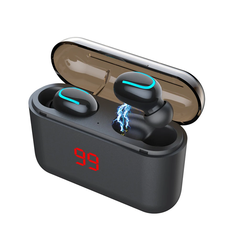 Q32S светодиодный дисплей беспроводные Bluetooth наушники 5,0 настоящие беспроводные стерео наушники 1500 мАч Зарядка Bluetooth беспроводные наушники
