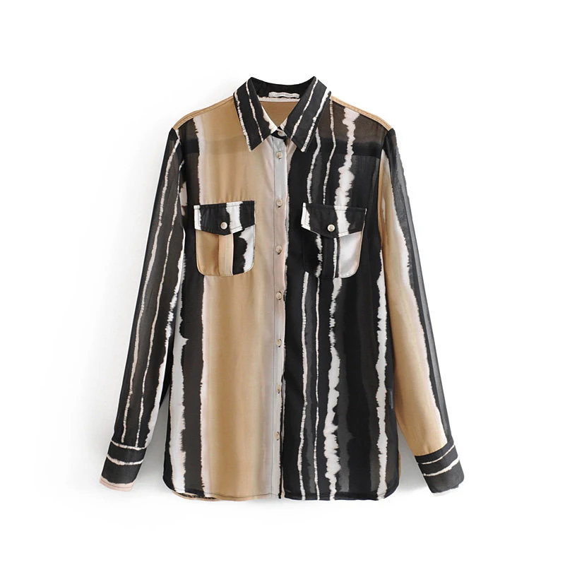 Для женщин мода сращивания Цвет в европейском стиле с принтом Стиль блузка 2019