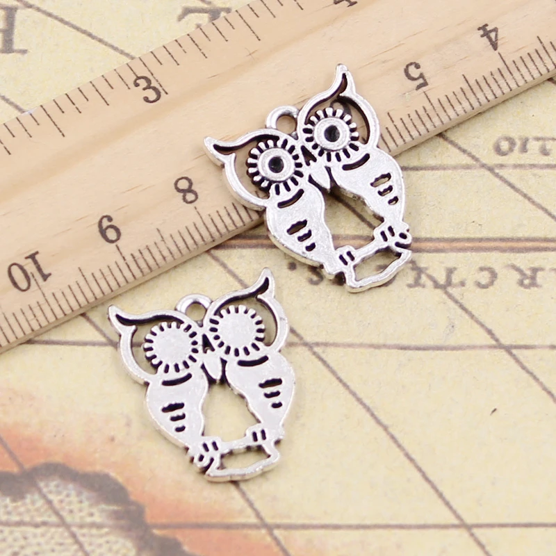 10 шт. подвески в виде совы 23x19 мм|charm owl|tibetan silver platedowl charm |