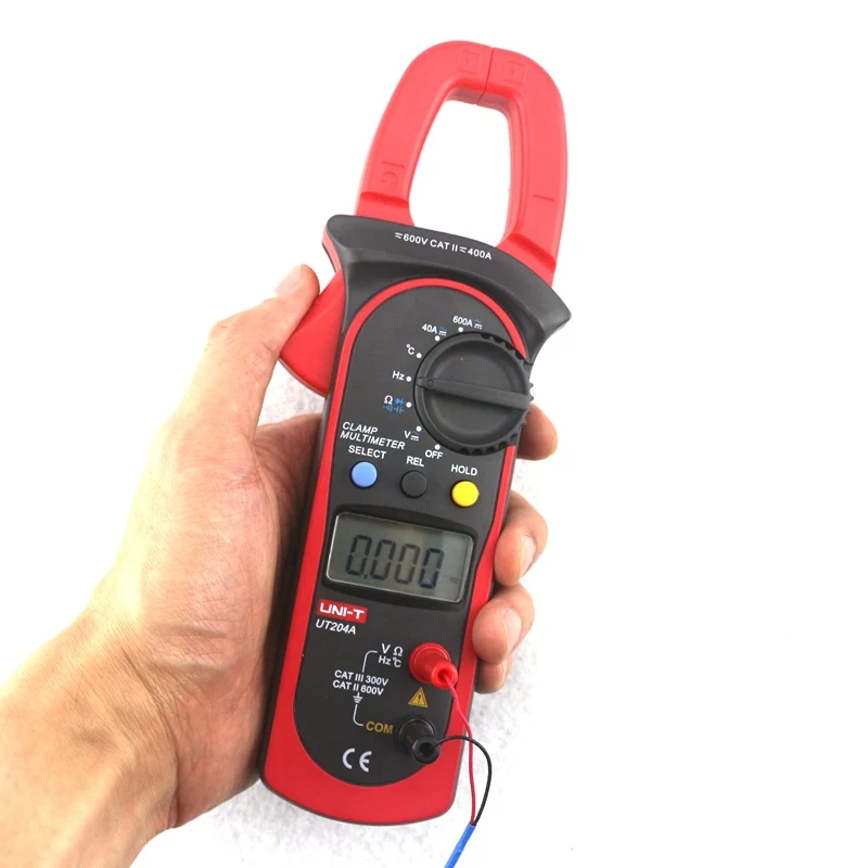 UNI T UT204A AC DC 600A 600V Цифровой клещи мультиметр Авто Диапазон Амперметр Вольтметр Ом