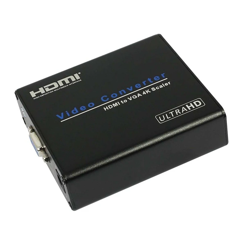 Hdmi To Vga 4K Scaler Audio Hdmi Input To Vga Output 3.5Mm 4Kx2K 1080P Stereo Audio Converter(Us Plug