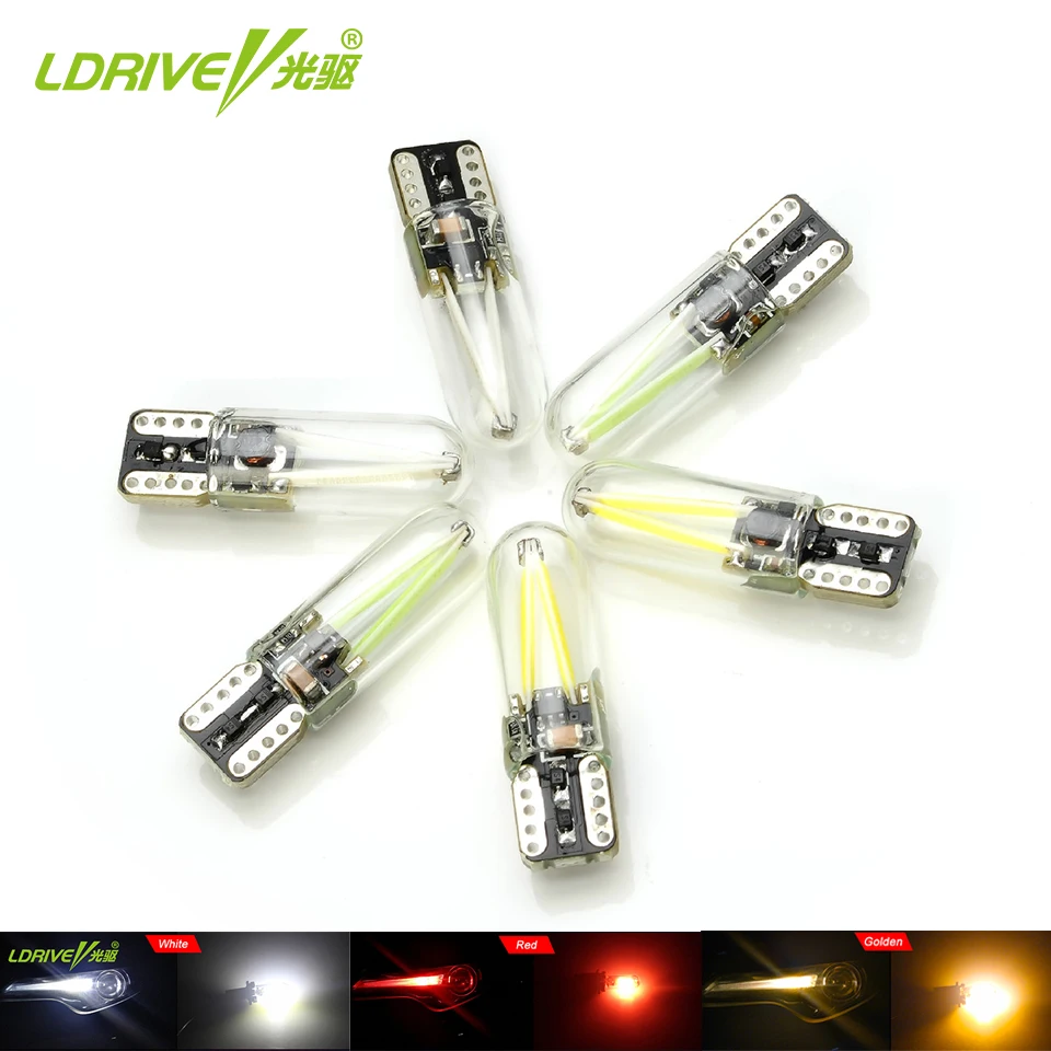 LDRIVE 9 цветов Светодиодная лампа COB T10 белый желтый золотой красный розовый зеленый
