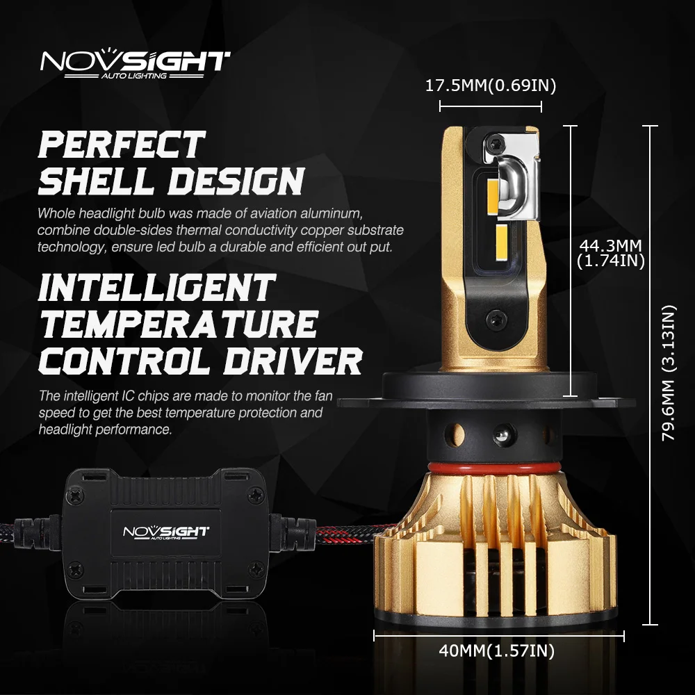 NOVSIGHT супер яркий H4 светодиодный фары H7 H11 H1 9005 9006 автомобиля светодиодный лампы фар 72W фары для 12000LM 3000K золото желтый светодиодный помощи при парковке