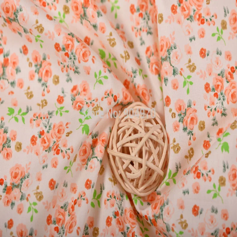 Хлопковая ткань с оранжевыми цветами для детского постельного белья Лоскутная